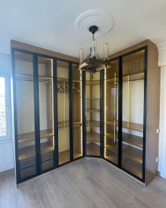 Bronz Cam Kapaklı Gardırop Modelleri Proje 12-1